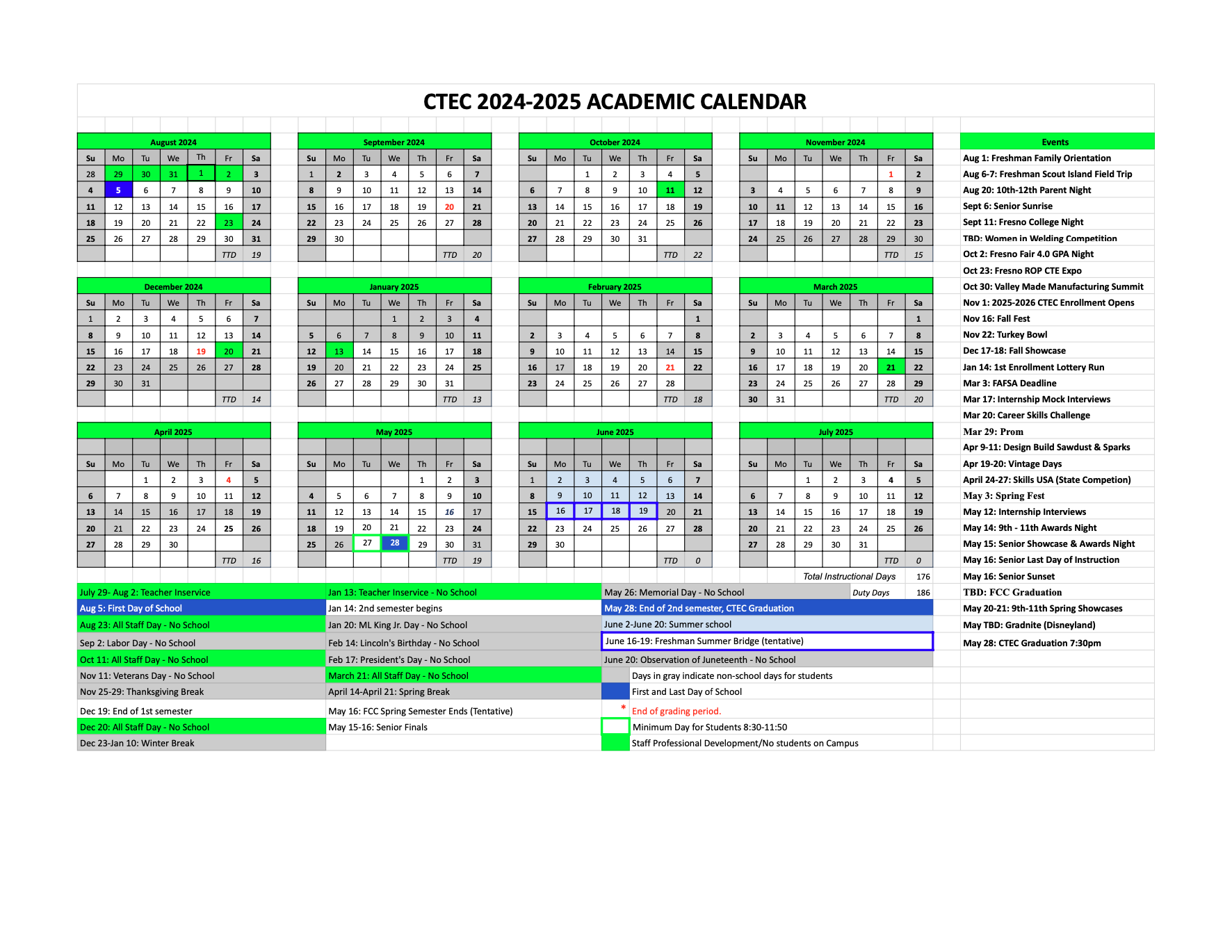 CTEC Academic Calendar