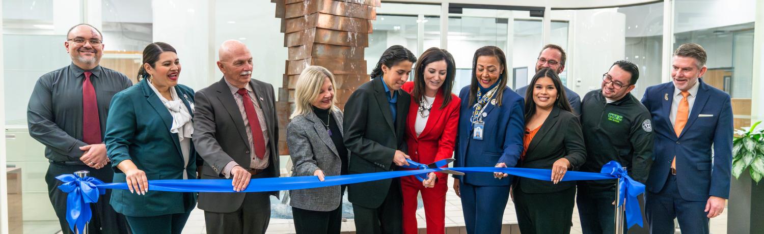 Ribbon cutting for new fountain.