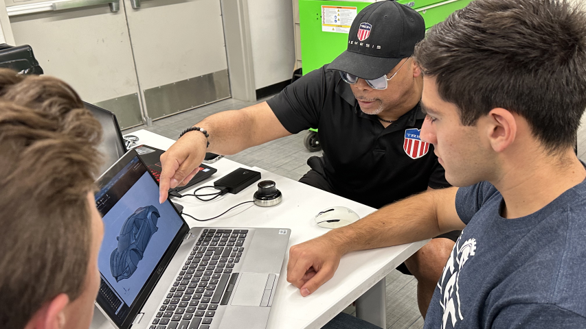 Students working with CAD